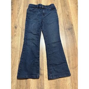 Cat & Jack Jeans Girls Size 7 Dark Wash Flared Leg Stretch Adjustable Waist